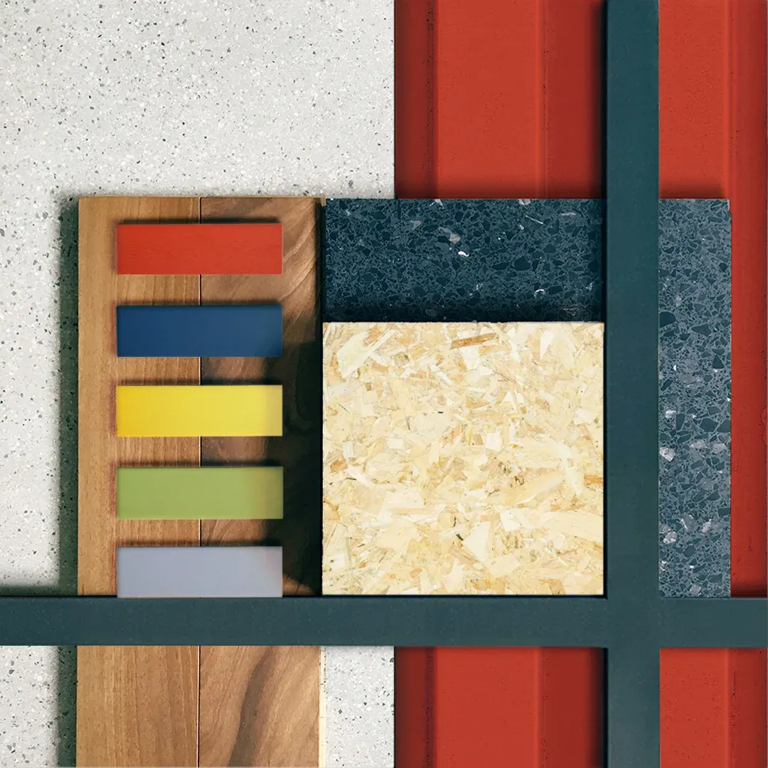 Moodboard of the materials used in the project