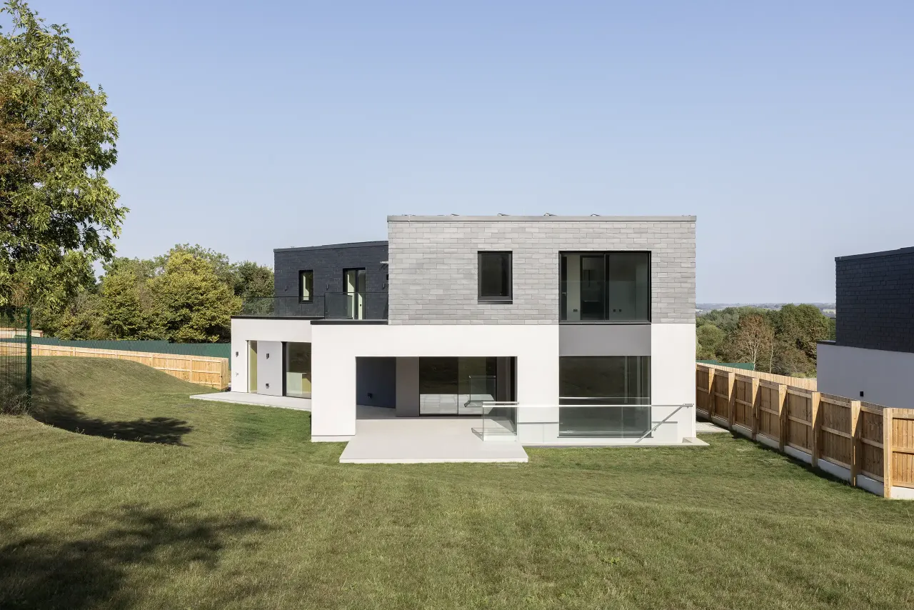 Rear garden facade with large glazed openings